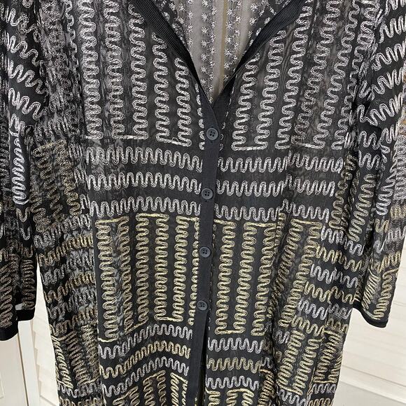 Peck & Peck black embroidered semi sheer tunic top - Picture 3 of 7